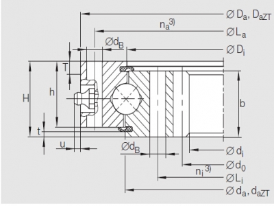 INA Series VI Four Point Contact Bearings(Internal Gear Teeth Type)